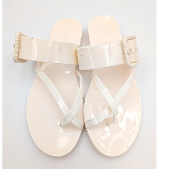 Veronica Beard Salva Jelly Thong Flat Sandal Women's Off White Size US7M EU38 - Picture 4 of 13